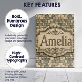 Personalised Name Beige Stone Brick Custom  Stylish Home Interior Elegant Feature Canvas Wall Art Print Decor Picture Ready to Hang
