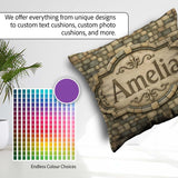 Custom Name Beige Stone Brick Wall Texture Seamless Pattern Name Square Filled Cushion Throw Pillow Sofa Bed Home Decor Zip Washable UK Made
