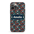 Wild Strawberry Floral Navy Background Seamless Custom Name Protective Phone Case Mobile Cover Durable Everyday Smartphone Shock Resistant