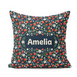 Custom Name Wild Strawberry Floral Navy Background Seamless Name Square Filled Cushion Throw Pillow Sofa Bed Home Decor Zip Washable UK Made
