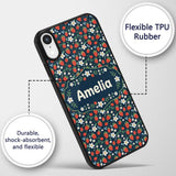Wild Strawberry Floral Navy Background Seamless Custom Name Protective Phone Case Mobile Cover Durable Everyday Smartphone Shock Resistant