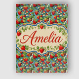 Personalised Name Juicy Strawberry Vine Custom  Modern Room Accent Elegant Feature Canvas Wall Art Print Decor Picture Ready to Hang