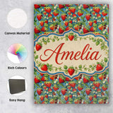 Personalised Name Juicy Strawberry Vine Custom  Modern Room Accent Elegant Feature Canvas Wall Art Print Decor Picture Ready to Hang