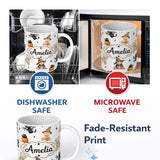 Personalized Custom Name Cute Halloween Teddy Bears Bats Pumpkin UK Seamless Pattern Name 11oz Ceramic Coffee Tea Mug White Large Handle