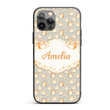Soft Beige Hamster Daisy Floral Seamless Pattern Custom Name Protective Phone Case Mobile Cover Durable Everyday Smartphone Shock Resistant