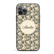 Elegant Cream Peach Floral Bouquet Printed Design Custom Name Protective Phone Case Mobile Cover Durable Everyday Smartphone Shock Resistant