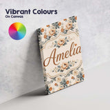 Personalised Name Soft Neutral Floral Custom Modern Room Accent Creative Decorator Style Canvas Wall Art Print Decor Picture Ready to Hang