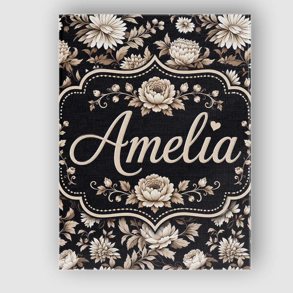 Personalised Name Elegant Ivory Floral Custom  Unique Gift Idea Modern Room Accent Canvas Wall Art Print Decor Picture Ready to Hang