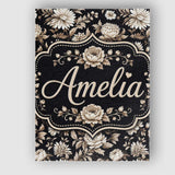 Personalised Name Elegant Ivory Floral Custom  Unique Gift Idea Modern Room Accent Canvas Wall Art Print Decor Picture Ready to Hang