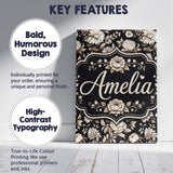 Personalised Name Elegant Ivory Floral Custom  Unique Gift Idea Modern Room Accent Canvas Wall Art Print Decor Picture Ready to Hang