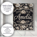 Personalised Name Elegant Ivory Floral Custom  Unique Gift Idea Modern Room Accent Canvas Wall Art Print Decor Picture Ready to Hang