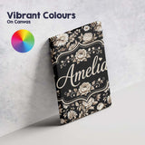 Personalised Name Elegant Ivory Floral Custom  Unique Gift Idea Modern Room Accent Canvas Wall Art Print Decor Picture Ready to Hang
