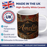 Personalized Custom Name Abstract Dark Rust Paint Splash Seamless Pattern Grunge Artistic 11oz Ceramic Coffee Tea Mug White Large Handle