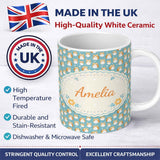 Personalized Custom Name Cute Hamster Cartoon Blue Heart Pattern Seamless Cute Unique Gift 11oz Ceramic Coffee Tea Mug White Large Handle