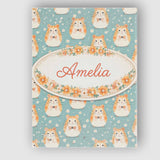 Personalised Name Cartoon Hamster Bow Tie Teal Seamless Pattern Cute Custom  Home Canvas Wall Art Print Decor Picture Ready to Hang