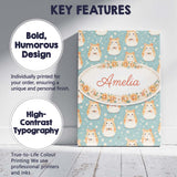 Personalised Name Cartoon Hamster Bow Tie Teal Seamless Pattern Cute Custom  Home Canvas Wall Art Print Decor Picture Ready to Hang