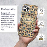 Intricate Moroccan Star Tile Blue Beige Pattern Custom Name Protective Phone Case Mobile Cover Durable Everyday Smartphone Shock Resistant