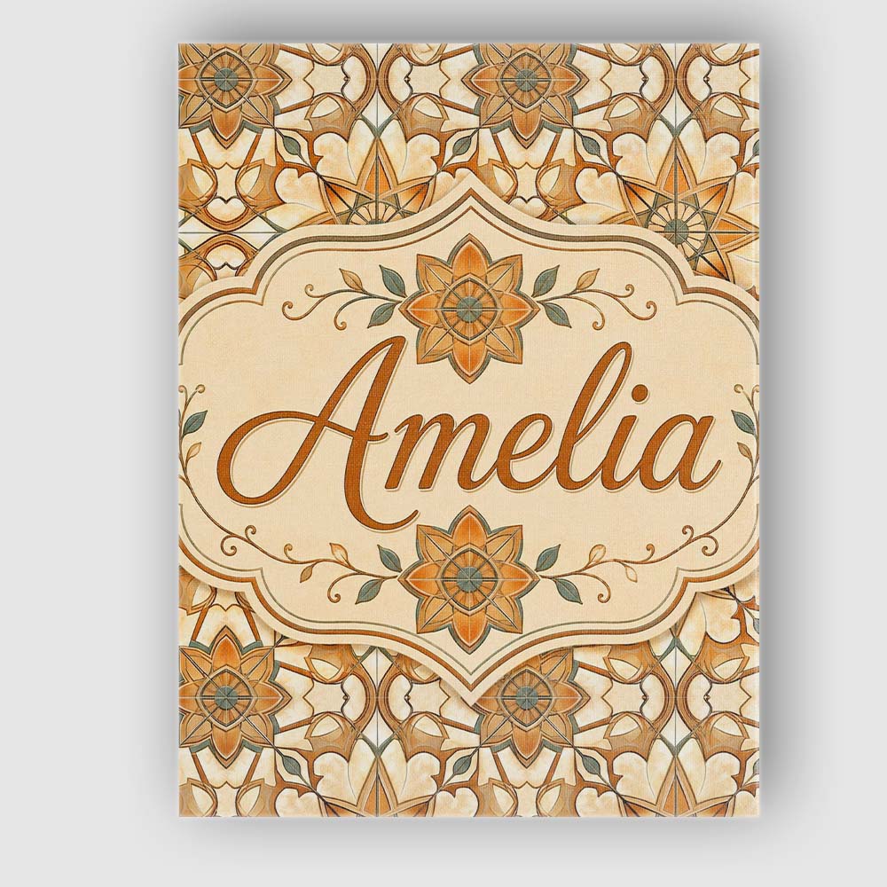 Personalised Name Elegant Orange Beige Star Custom  Bespoke Interior Contemporary Canvas Wall Art Print Decor Picture Ready to Hang