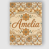 Personalised Name Elegant Orange Beige Star Custom  Bespoke Interior Contemporary Canvas Wall Art Print Decor Picture Ready to Hang