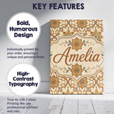 Personalised Name Elegant Orange Beige Star Custom  Bespoke Interior Contemporary Canvas Wall Art Print Decor Picture Ready to Hang