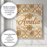 Personalised Name Elegant Orange Beige Star Custom  Bespoke Interior Contemporary Canvas Wall Art Print Decor Picture Ready to Hang