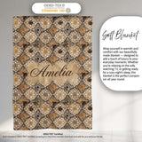 Vintage Beige Floral Geometric Tile Seamless Pattern Name Cute  Personalised Custom Name Super Soft Fleece Blanket Bed Sofa Throw