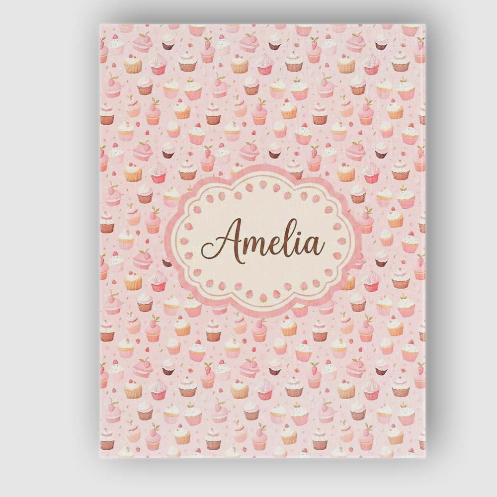 Personalised Name Cute Pink Cupcake Dessert Custom  Bespoke Interior Contemporary Canvas Wall Art Print Decor Picture Ready to Hang