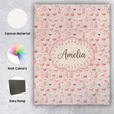 Personalised Name Cute Pink Cupcake Dessert Custom  Bespoke Interior Contemporary Canvas Wall Art Print Decor Picture Ready to Hang