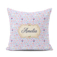 Custom Name Kawaii Cupcake Sweet Treats Blue Background Seamless Square Filled Cushion Throw Pillow Sofa Bed Home Decor Zip Washable UK Made