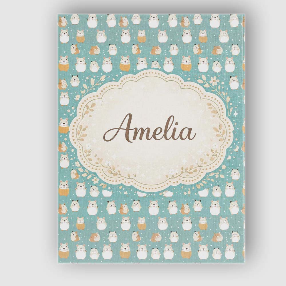 Personalised Name Cute Hamster Winter Snow Seamless Pattern Beautiful Custom Home Unique Canvas Wall Art Print Decor Picture Ready to Hang
