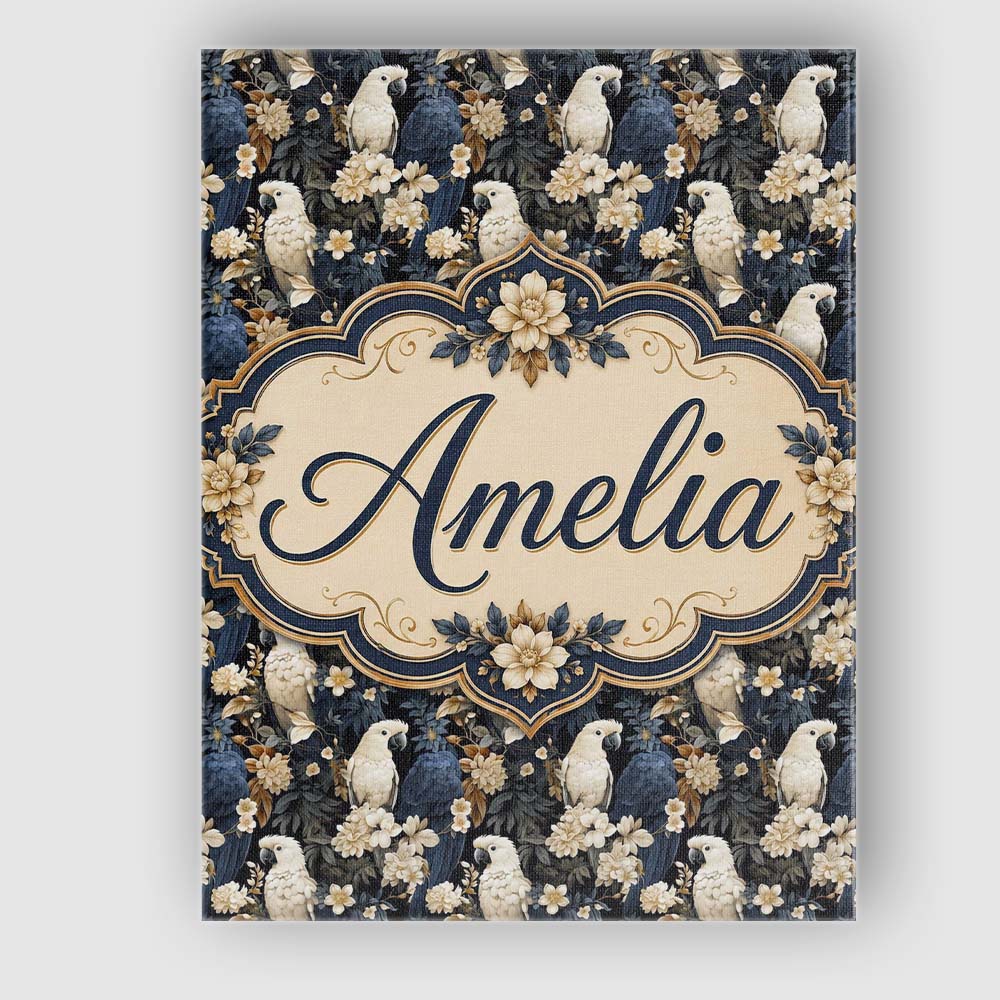 Personalised Name Elegant White Cockatoo Custom  Interior Decorative Contemporary Canvas Wall Art Print Decor Picture Ready to Hang