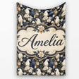 Elegant White Cockatoo Floral Dark Background Seamless Pattern Name  Personalised Custom Name Super Soft Fleece Blanket Bed Sofa Throw