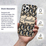 Elegant White Cockatoo Floral Dark Background Custom Name Protective Phone Case Mobile Cover Durable Everyday Smartphone Shock Resistant
