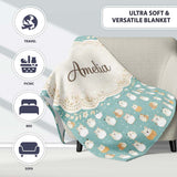 Cute Hamster Winter Snow Seamless Pattern Beautiful Coffee Cup  Personalised Custom Name Super Soft Fleece Blanket Bed Sofa Throw