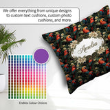Custom Name Colorful Macaw Parrot Jungle Leaves Seamless Pattern Square Filled Cushion Throw Pillow Sofa Bed Home Decor Zip Washable UK Made