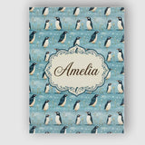 Personalised Name Cute Penguin Birds Snowy Custom  Unique Gift Idea Elegant Feature Canvas Wall Art Print Decor Picture Ready to Hang