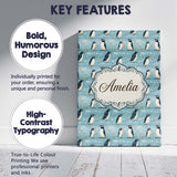 Personalised Name Cute Penguin Birds Snowy Custom  Unique Gift Idea Elegant Feature Canvas Wall Art Print Decor Picture Ready to Hang
