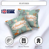 Custom Name Mixed Dog Breeds Cute Pets Green Background Seamless Square Filled Cushion Throw Pillow Sofa Bed Home Decor Zip Washable UK Made