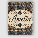 Personalised Name Abstract Tribal Geometric Custom  Bespoke Interior Contemporary Canvas Wall Art Print Decor Picture Ready to Hang