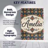 Personalised Name Abstract Tribal Geometric Custom  Bespoke Interior Contemporary Canvas Wall Art Print Decor Picture Ready to Hang