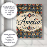 Personalised Name Abstract Tribal Geometric Custom  Bespoke Interior Contemporary Canvas Wall Art Print Decor Picture Ready to Hang