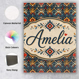 Personalised Name Abstract Tribal Geometric Custom  Bespoke Interior Contemporary Canvas Wall Art Print Decor Picture Ready to Hang