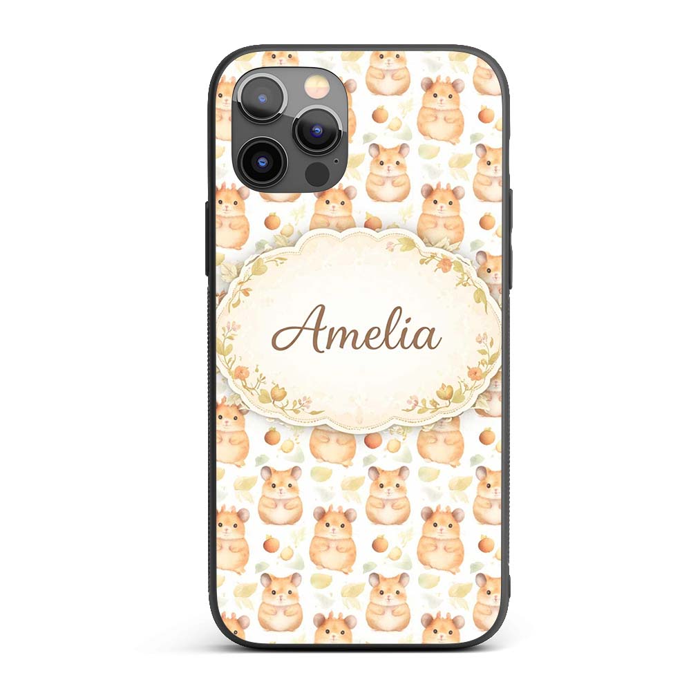 Watercolor Hamster Fruit Snack Seamless Pattern Custom Name Protective Phone Case Mobile Cover Durable Everyday Smartphone Shock Resistant