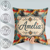 Custom Name Modern Abstract Geometric Paint Texture Pattern Name Square Filled Cushion Throw Pillow Sofa Bed Home Decor Zip Washable UK Made