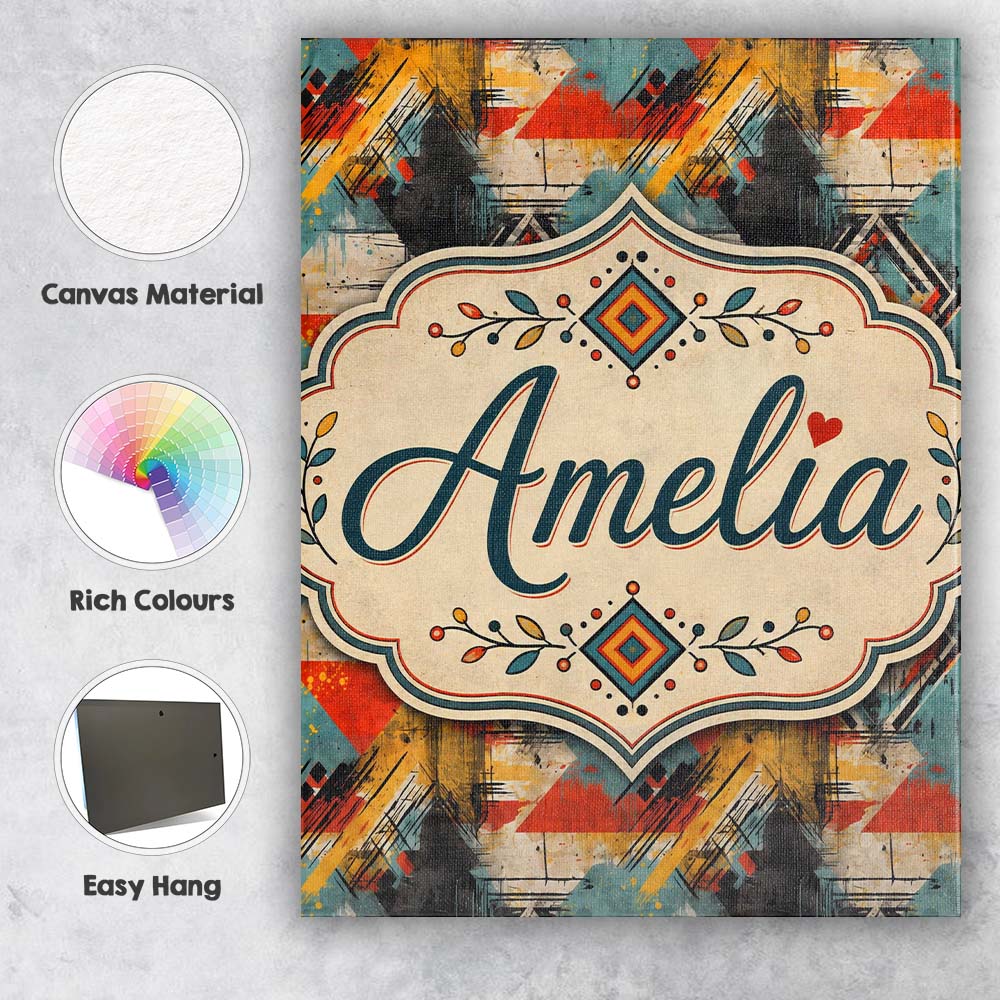 Personalised Name Modern Abstract Geometric Custom  Bespoke Interior Contemporary Canvas Wall Art Print Decor Picture Ready to Hang