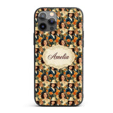 Vintage Elegant Women Portrait Floral Seamless Custom Name Protective Phone Case Mobile Cover Durable Everyday Smartphone Shock Resistant