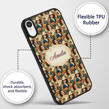 Vintage Elegant Women Portrait Floral Seamless Custom Name Protective Phone Case Mobile Cover Durable Everyday Smartphone Shock Resistant