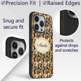 Vintage Elegant Women Portrait Floral Seamless Custom Name Protective Phone Case Mobile Cover Durable Everyday Smartphone Shock Resistant
