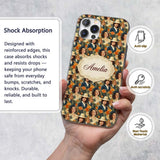 Vintage Elegant Women Portrait Floral Seamless Custom Name Protective Phone Case Mobile Cover Durable Everyday Smartphone Shock Resistant