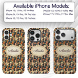 Vintage Elegant Women Portrait Floral Seamless Custom Name Protective Phone Case Mobile Cover Durable Everyday Smartphone Shock Resistant